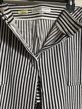 Trina Turk Navy & White Vertical Stripe Chinos